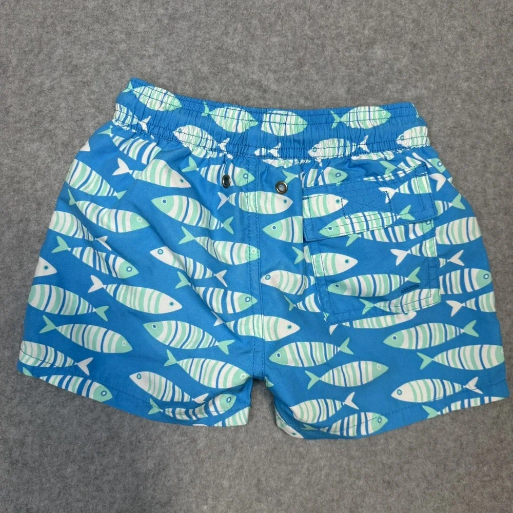 Tom & Teddy Boys TODDLER 1/2 Swim Board Shorts Trunks Sardines Fish Mesh Lined